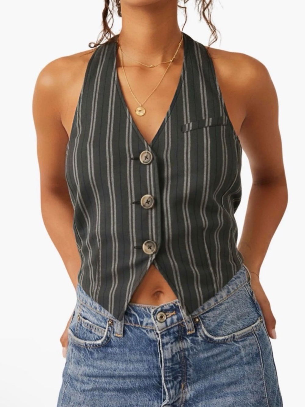 Free People Dakota Stripe Halter Vest